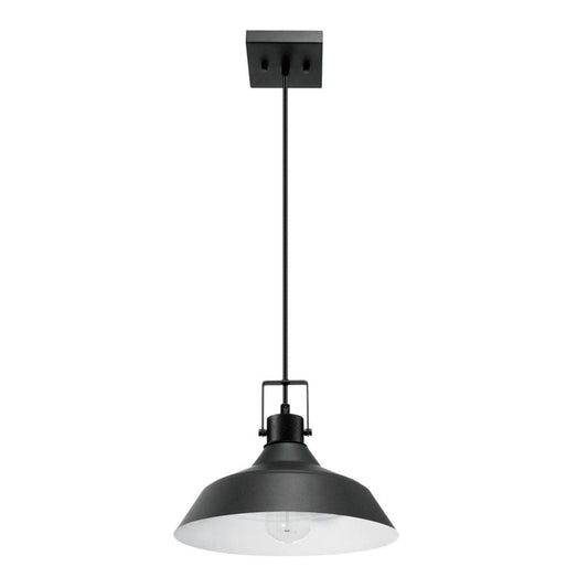 Globe Electric Sutton 1-Light Outdoor/Indoor Pendant Matte Black with Bulb - Light Fixtures - Globe Electric