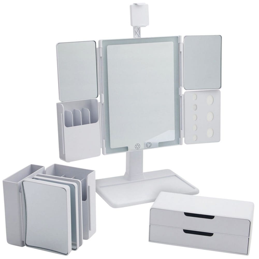 GloTech Configurable Beauty Station LED Mirror, White ShelHealth
