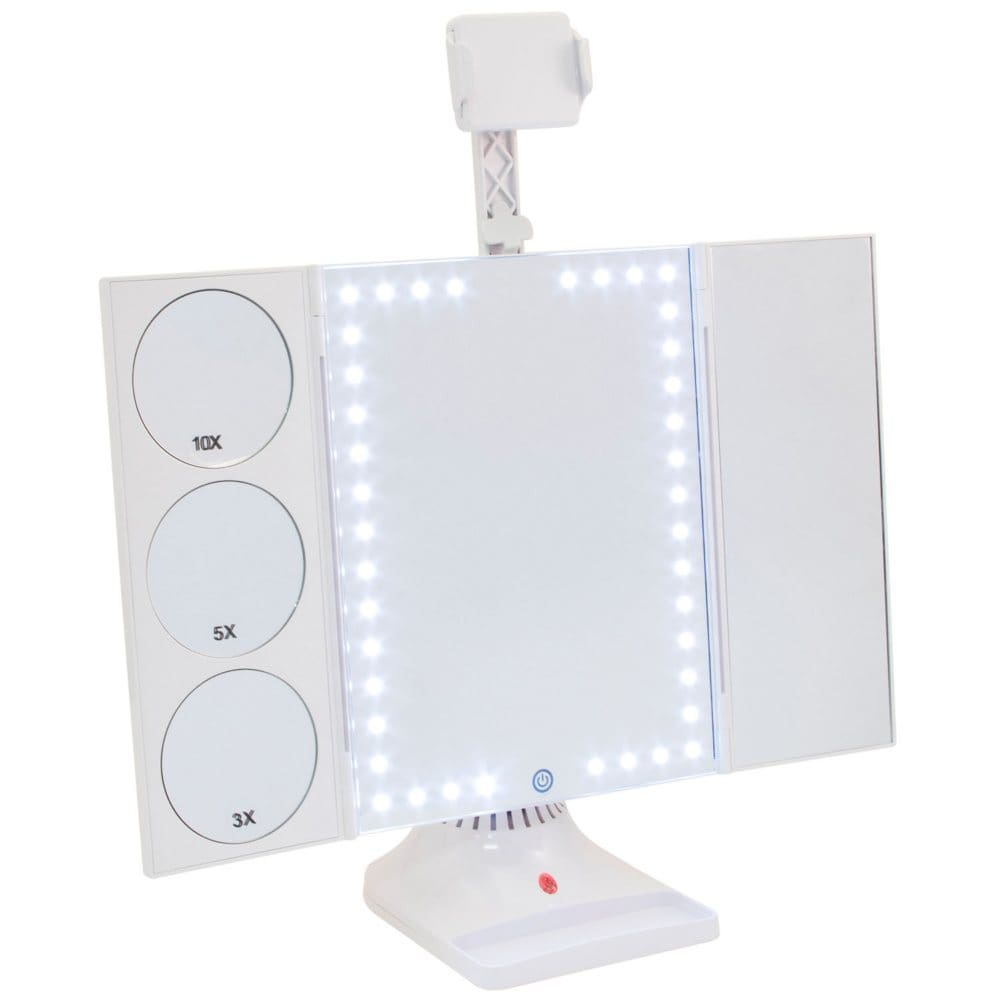 GloTech Cosmetic Mirror with Bluetooth Capability LED Lights and Magnification (10x,5x,3x) - Bath - GloTech
