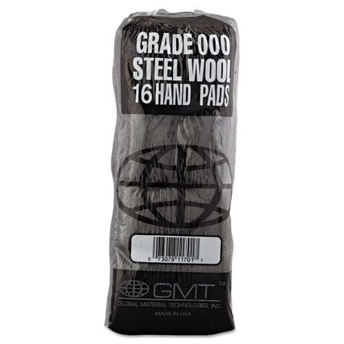 GMT Industrial-quality Steel Wool Hand Pads #000 Extra Fine Steel Gray 16 Pads/sleeve 12 Sleeves/carton - Janitorial & Sanitation - GMT