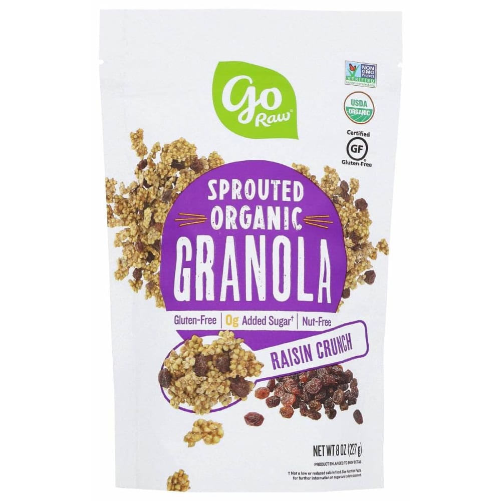GO RAW: Raisin Crunch Sprouted Granola, 8 oz (Case of 3) | ShelHealth