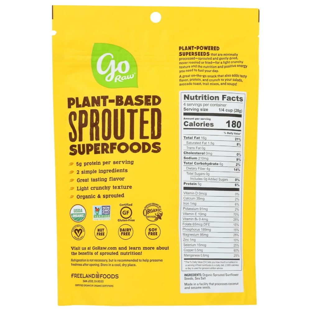 Go Raw Sprouted Sunflower Seeds 4 Oz - GO RAW