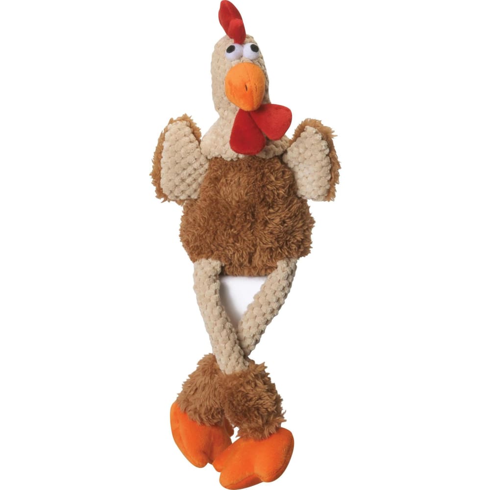 goDog Checkers Rooster with Chew Guard Technology Tough Plush Dog Toy Brown Large - Pet Supplies - goDog
