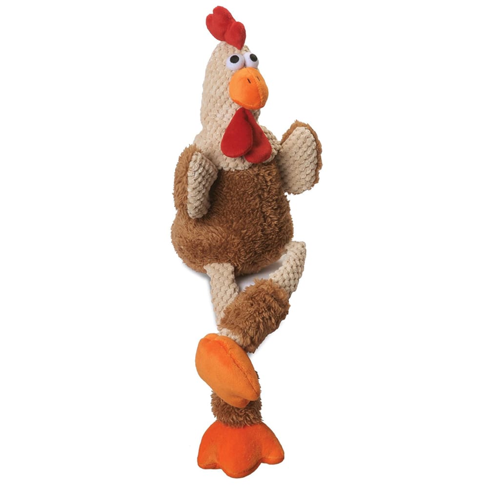 goDog Checkers Rooster with Chew Guard Technology Tough Plush Dog Toy Brown Small - Pet Supplies - goDog