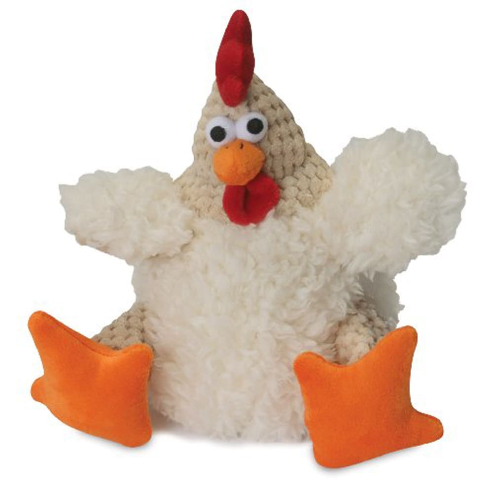 goDog Checkers Rooster with Chew Guard Technology Tough Plush Dog Toy White Small - Pet Supplies - goDog