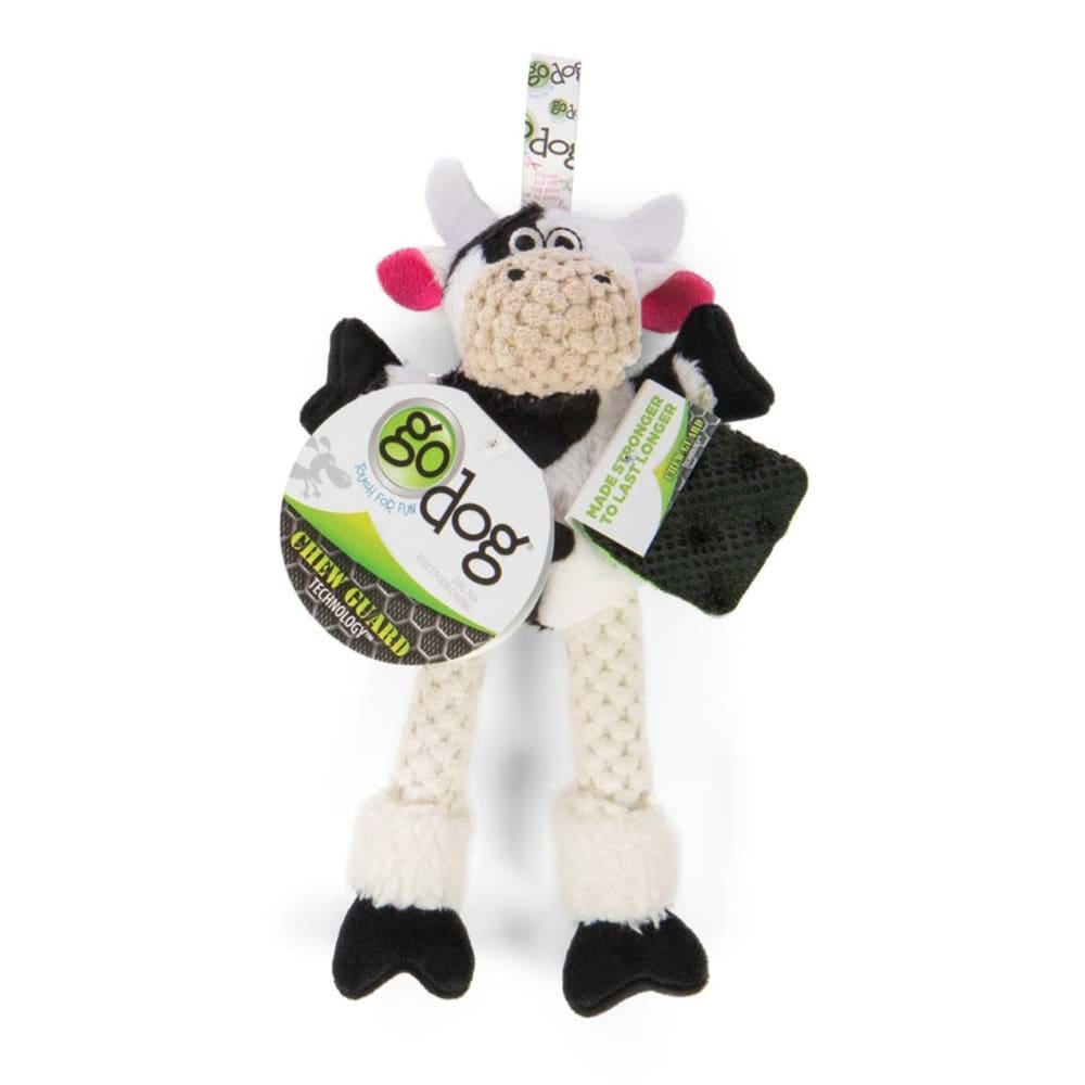 goDog Checkers Skinny Durable Plush Dog Toy Cow Mini - Pet Supplies - goDog