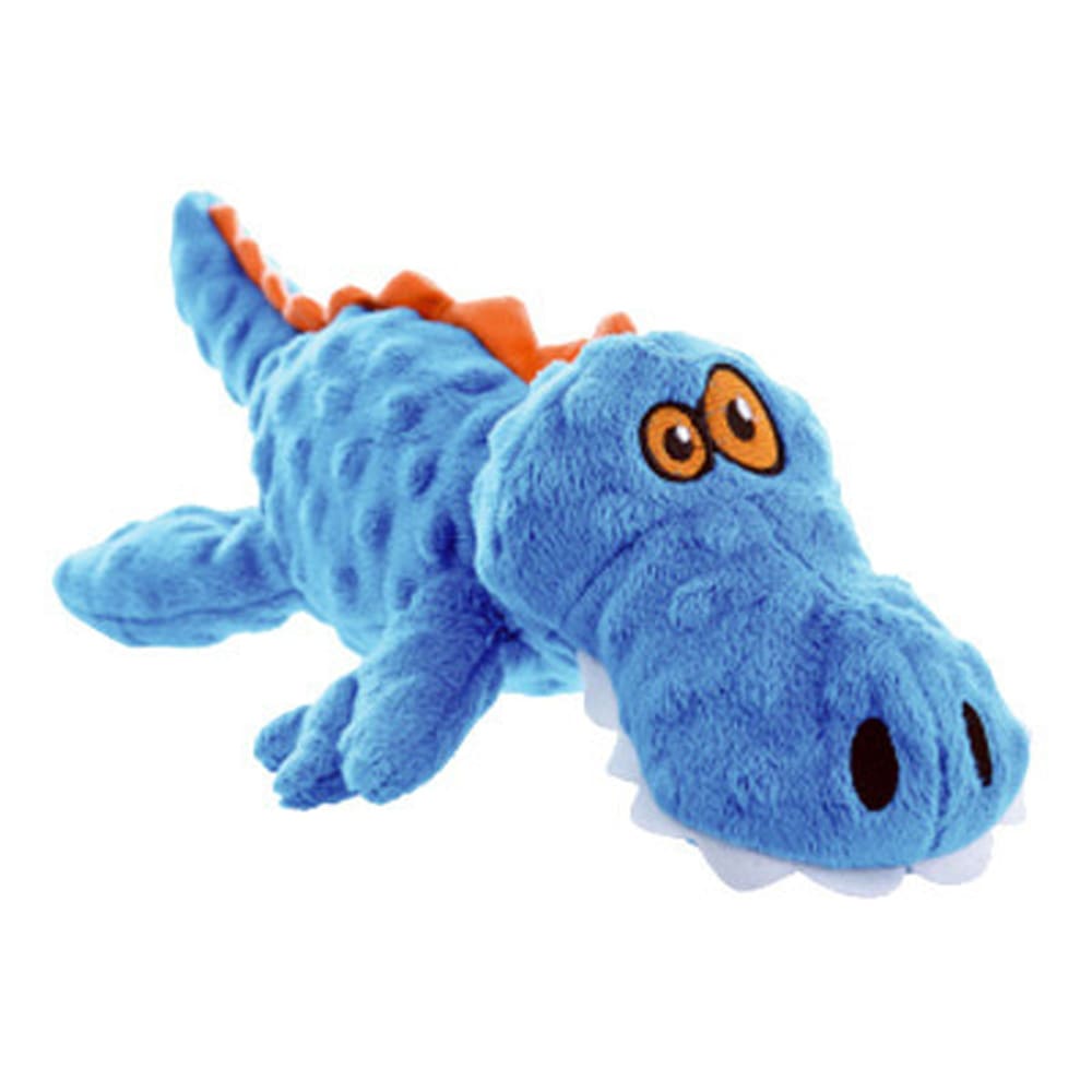 goDog Just For Me Gator with Chew Guard Technology Tough Plush Dog Toy Blue Large - Pet Supplies - goDog