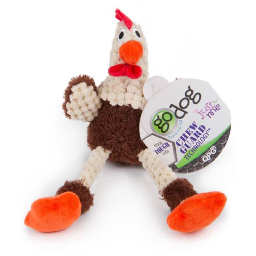 goDog Just For Me Skinny Rooster with Chew Guard Technology Tough Plush Dog Toy Brown - Pet Supplies - goDog