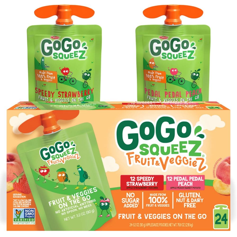 GoGo SqueeZ Fruit & VeggieZ Applesauce Pouches (3.2 oz. 24 ct.) - Fruit Cups & Applesauces - GoGo SqueeZ