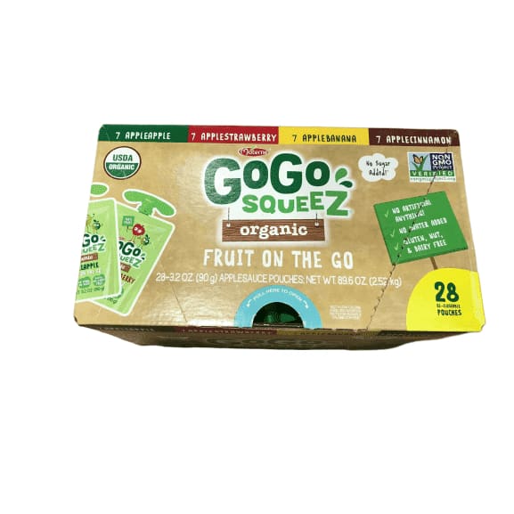 GoGo SqueeZ Organic Applesauce Variety Pack, 3.2 oz, 28-count - ShelHealth.Com