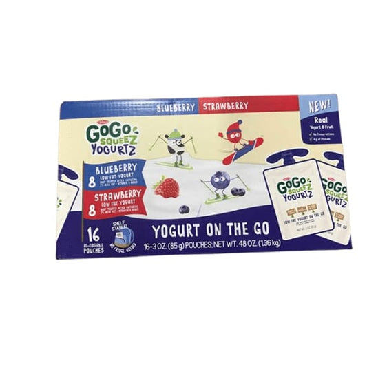 GoGo Squeez Yogurt on the Go Blueberry & StrawBerry, 16 Pouches - ShelHealth.Com