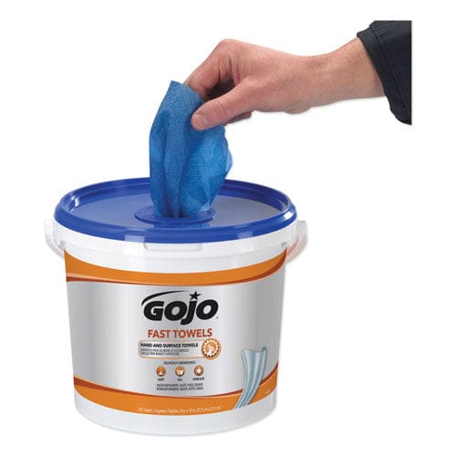 GOJO Fast Towels Hand Cleaning Towels 7.75 X 11 Fresh Citrus Blue 130/bucket 4 Buckets/carton - School Supplies - GOJO®
