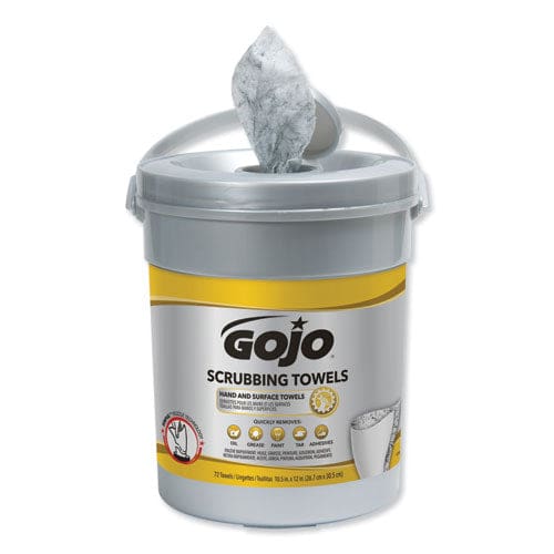 GOJO Scrubbing Towels Hand Cleaning 2-ply 10.5 X 12 Silver/yellow 72/bucket 6/carton - Janitorial & Sanitation - GOJO®