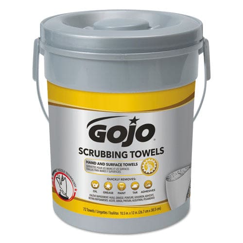 GOJO Scrubbing Towels Hand Cleaning 2-ply 10.5 X 12 Silver/yellow 72/bucket 6/carton - Janitorial & Sanitation - GOJO®