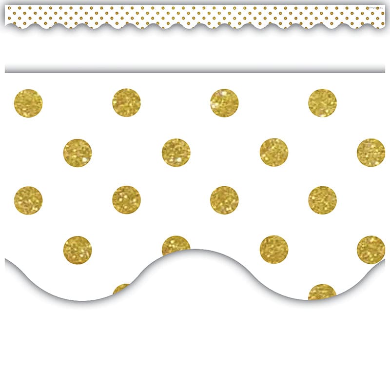 Gold Dots On White Scalloped Border (Pack of 10) - Border/Trimmer - Teacher Created Resources
