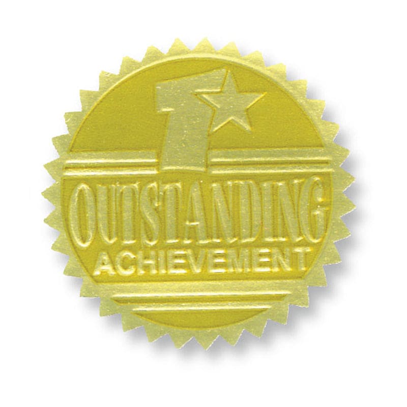 Gold Foil Embossed Seals Outstanding Achievement (Pack of 6) - Awards - Flipside