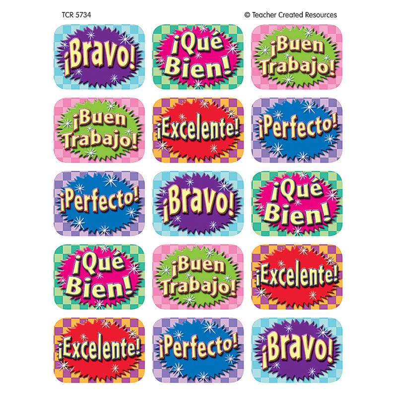 Good Work Spanish 90 Jumbo Stickers (Pack of 12) - Foreign Language - Teacher Created Resources