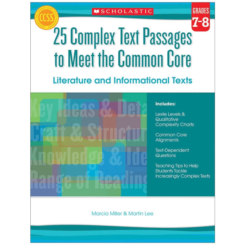 Gr 7-8 25 Complex Text Passages To Meet The Cc Literature & Info Text (Pack of 3) - Comprehension - Scholastic Teaching Resources