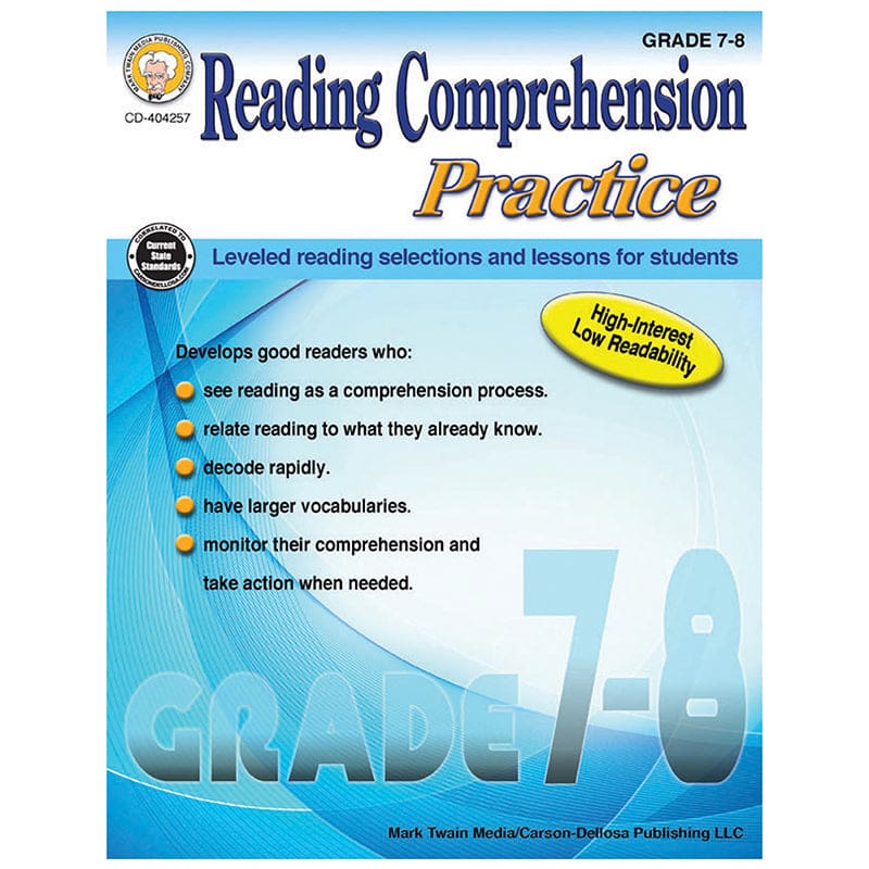 Gr 7-8 Reading Comp Practice Book (Pack of 3) - Comprehension - Carson Dellosa Education