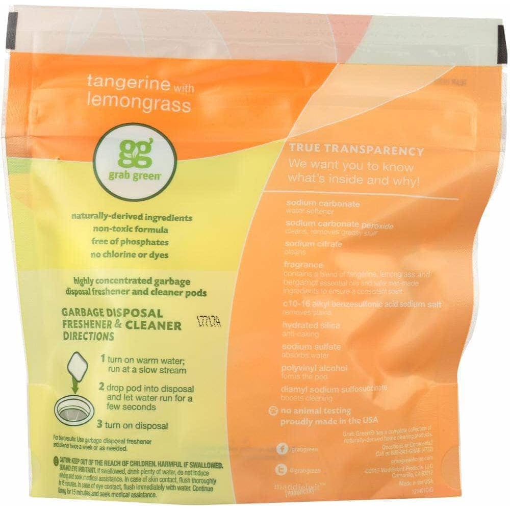 Grab Green Grabgreen Garbage Disposal Freshener and Cleaner Tangerine with Lemongrass 12 Pods, 5.9 Oz