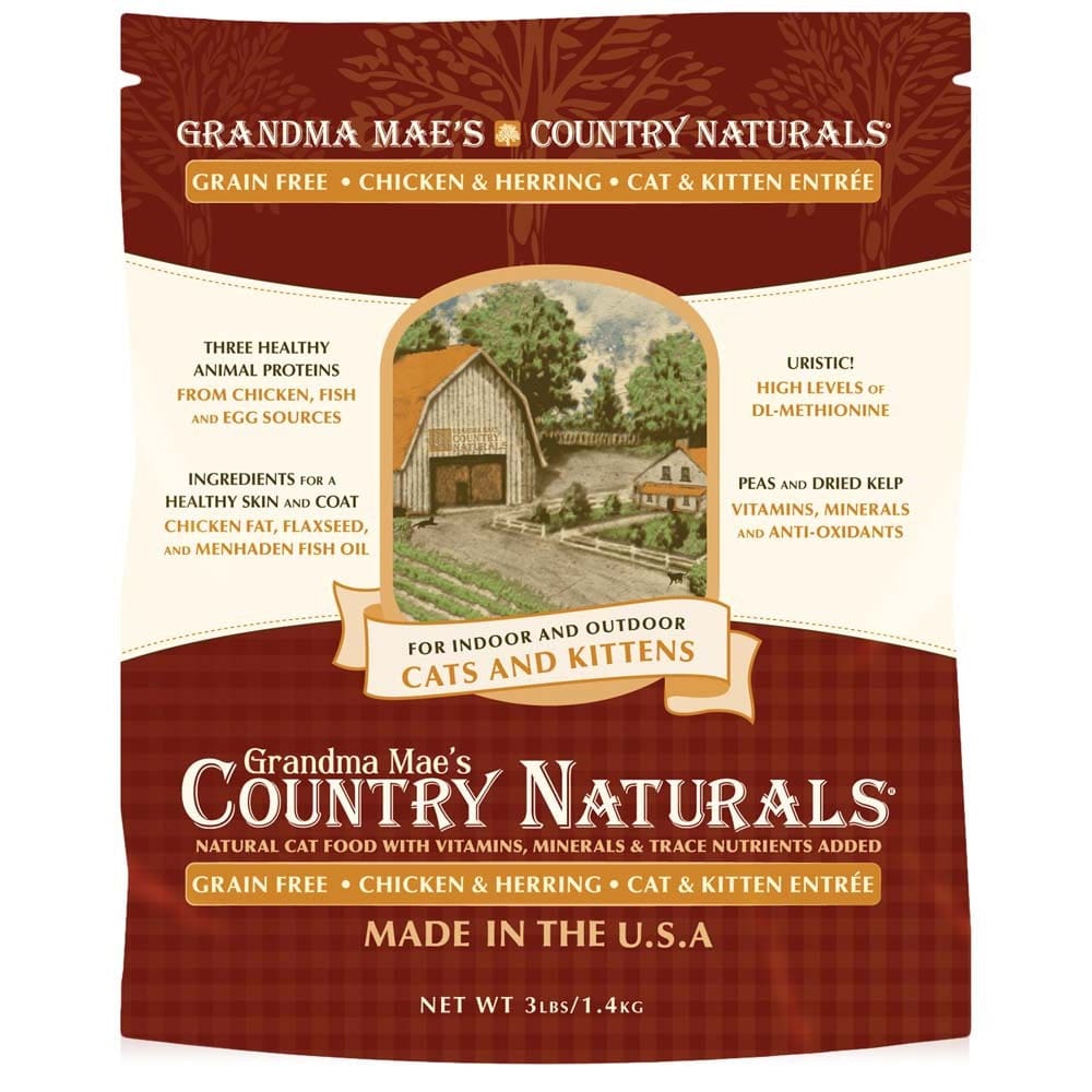 Grandma Maes Country Naturals Cat Grain Free Chicken Meal and Herring Meal Recipe for Cats and Kittens 3lbs. - Pet Supplies - Grandma Maes