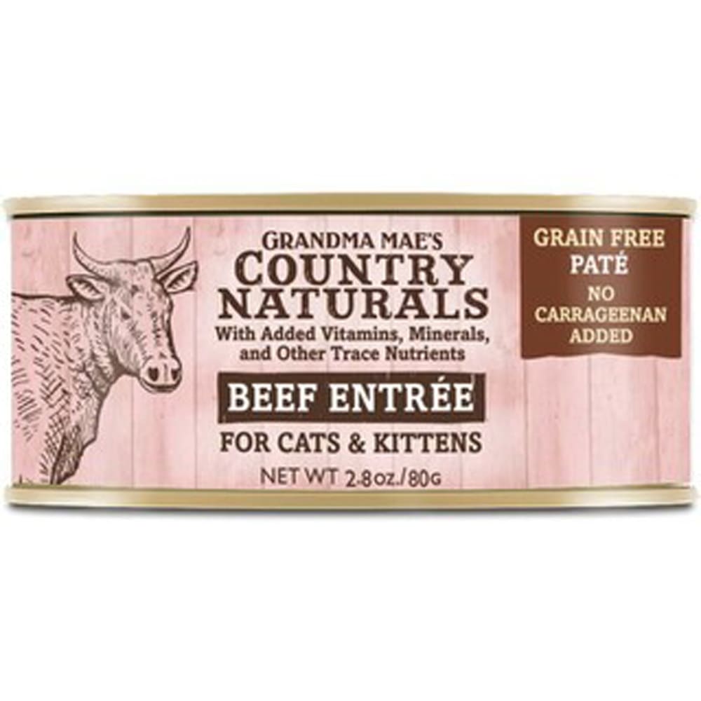 Grandma Maes Country Naturals Grain Free Beef Pates Cat and Kitten Wet Food 2.8 oz 24 Pack - Pet Supplies - Grandma Maes
