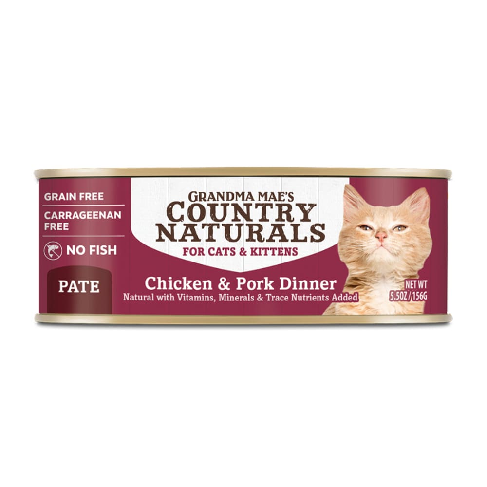 Grandma Maes Country Naturals Grain Free Pork and Chicken Dinner Cat Wet Food 5.5 oz 24 Pack - Pet Supplies - Grandma Maes