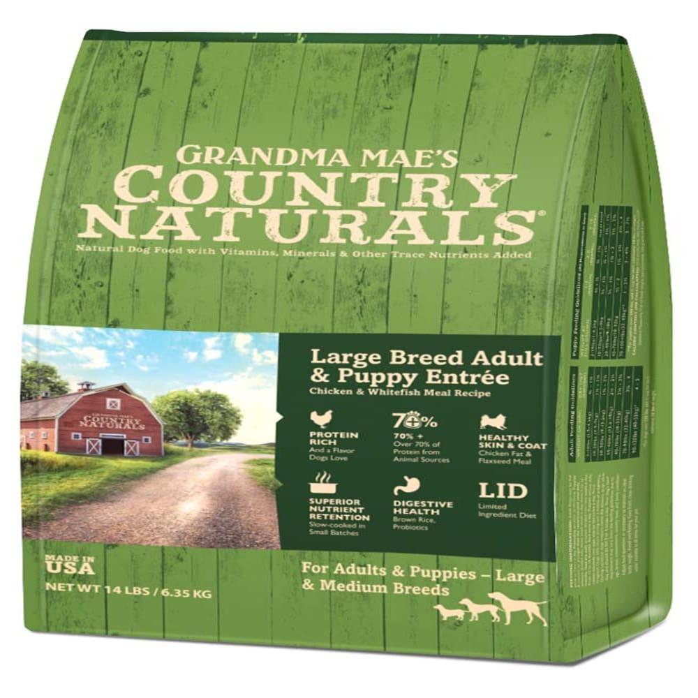 Grandma Maes Country Naturals Large Breed Adult and Puppy Entree Dry Dog Food 4 Pounds - Pet Supplies - Grandma Maes
