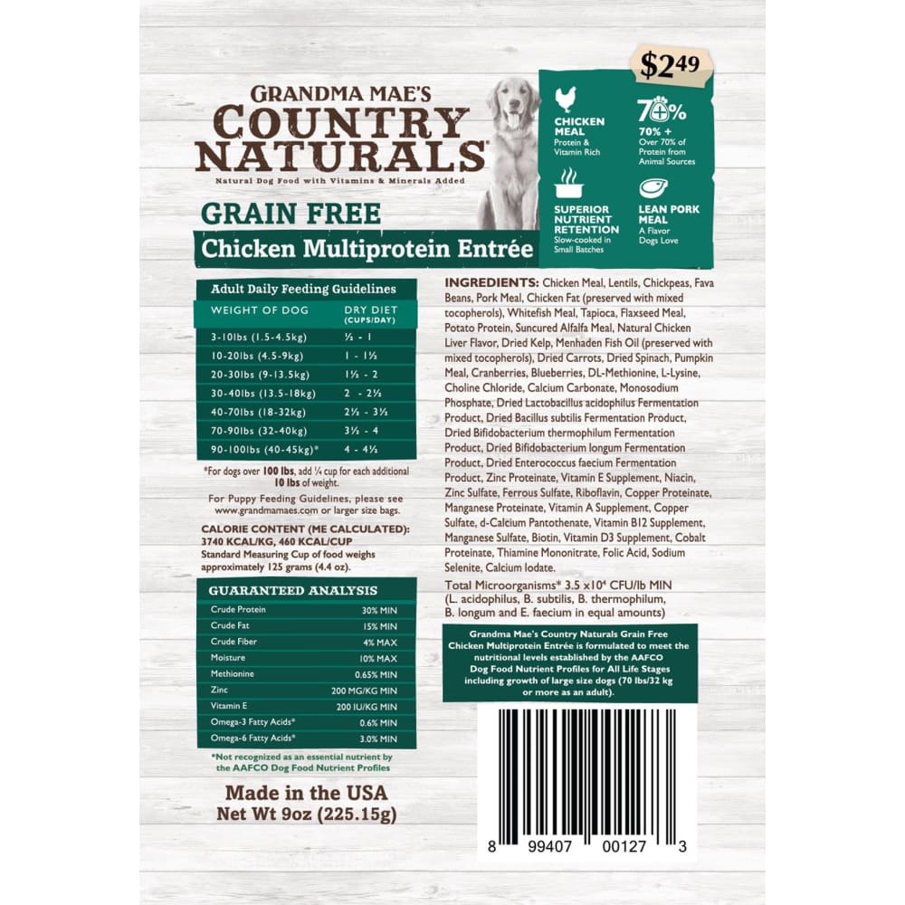 Grandma Maes Country Naturals Premium All Natural Dog Food Grain Free 14 oz - Pet Supplies - Grandma Maes