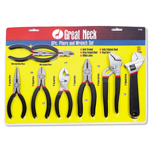 Great Neck 8-piece Steel Pliers And Wrench Tool Set - Industrial - Great Neck®