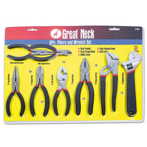 Great Neck 8-piece Steel Pliers And Wrench Tool Set - Industrial - Great Neck®