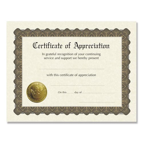 Great Papers! Ready-to-use Certificates Appreciation 11 X 8.5 Ivory/brown/gold Colors With Brown Border 6/pack - School Supplies - Great