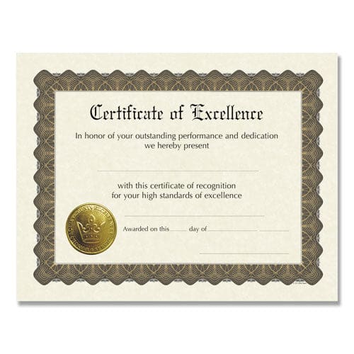Great Papers! Ready-to-use Certificates Excellence 11 X 8.5 Ivory/brown/gold Colors With Brown Border 6/pack - School Supplies - Great