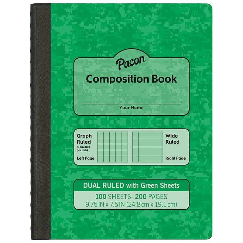 Green Dual Ruled Composition Book (Pack of 10) - Note Books & Pads - Dixon Ticonderoga Co - Pacon