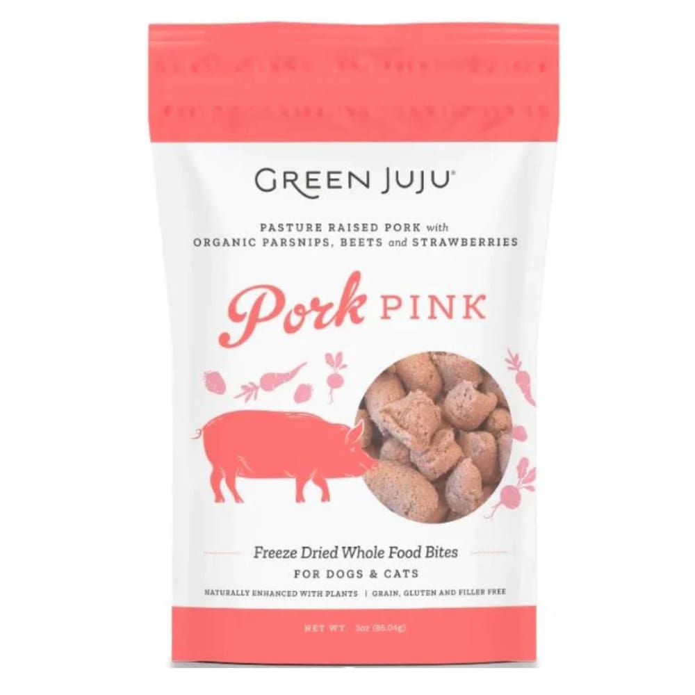 Green Juju Dog Freeze Dried Topper Pork Pink 3Oz - Pet Supplies - Green Gruff