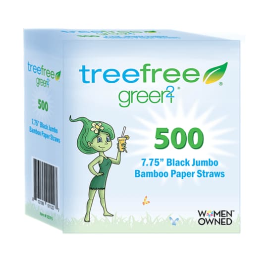 GREEN2 GREEN2 Bamboo Paper Straws Blacked Unwrapped 7.75", 10 bx