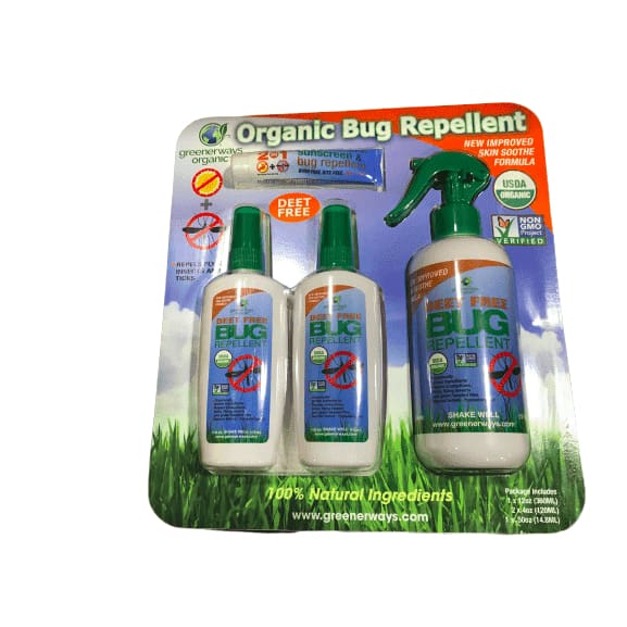Greenerways Organic Bug Repellent + Sunscreen Bug Repellent (12oz + 2 X 4oz + .5oz) 4 Piece - ShelHealth.Com