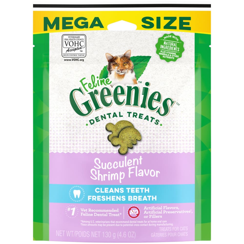 Greenies Feline Adult Cat Dental Treats Succulent Shrimp 2.1 oz - Pet Supplies - Greenies