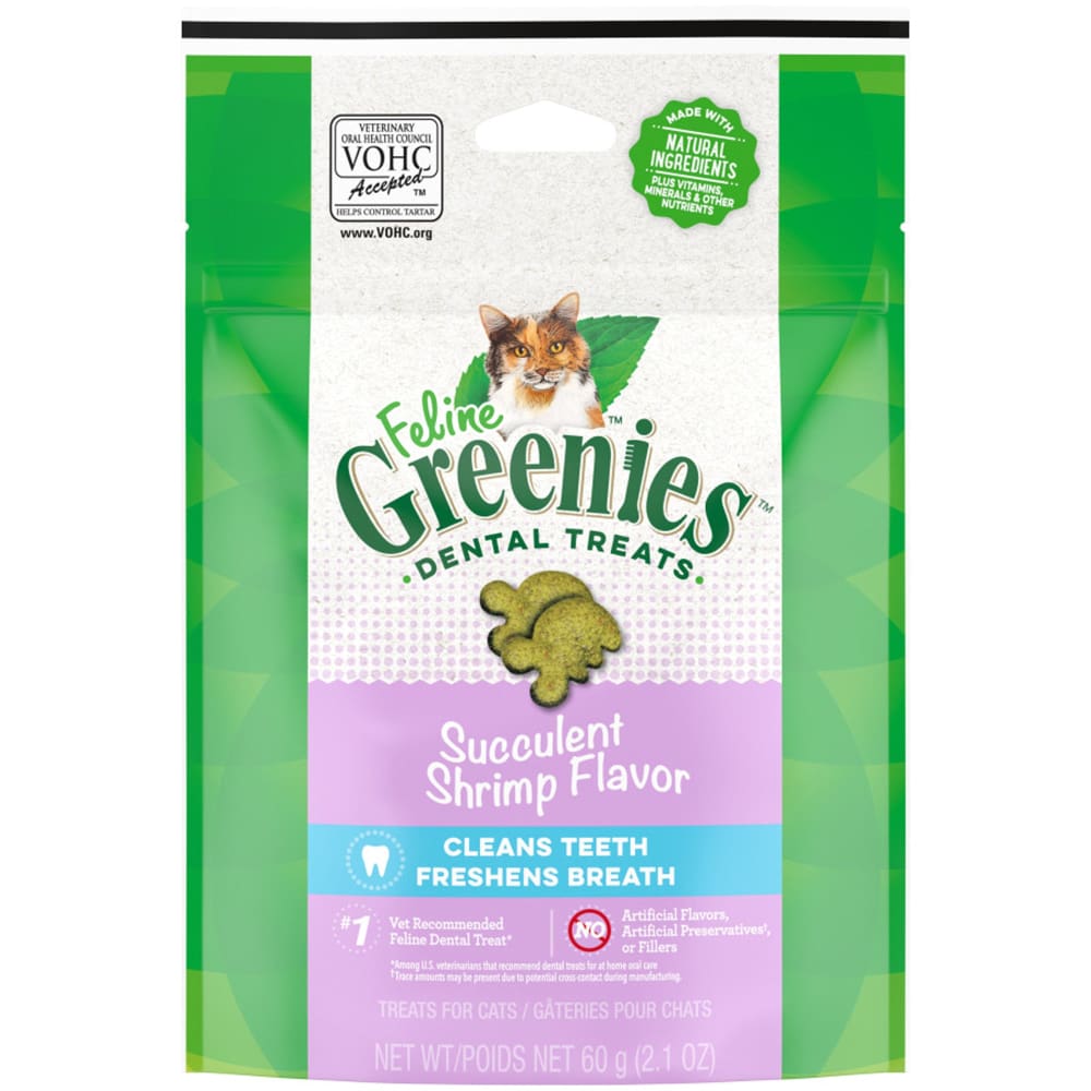 Greenies Feline Adult Cat Dental Treats Succulent Shrimp 4.6 oz - Pet Supplies - Greenies