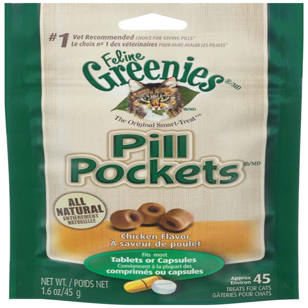 Greenies Feline Pill Pockets Cat Treats Chicken 1ea/1.6 oz 45 ct - Pet Supplies - Greenies