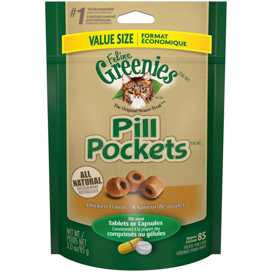 Greenies FELINE Pill Pockets Chicken Flavor Cat Treats 3 oz 85 Count - Pet Supplies - Greenies