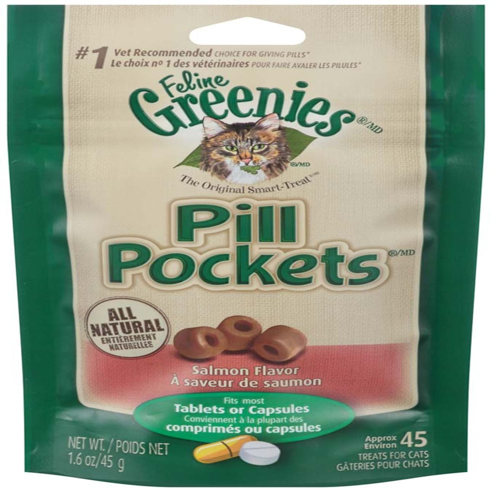 Greenies FELINE Pill Pockets Salmon Flavor Cat Treats 1.6 oz 45 Count - Pet Supplies - Greenies