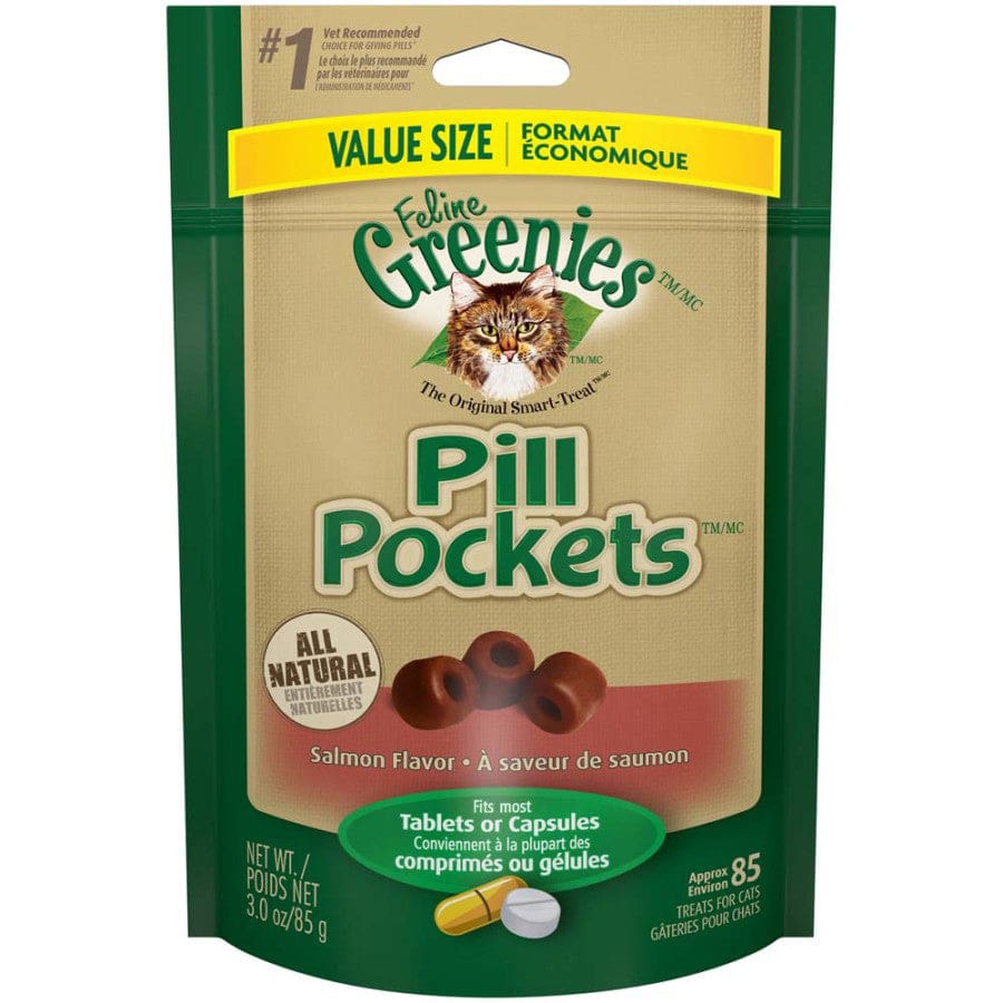 Greenies FELINE Pill Pockets Salmon Flavor Cat Treats 3 oz 85 Count - Pet Supplies - Greenies