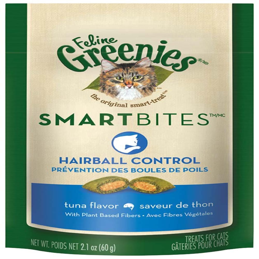 Greenies FELINE SMARTBITES Hairball Control Tuna Flavor Cat Treat 2.1 oz - Pet Supplies - Greenies