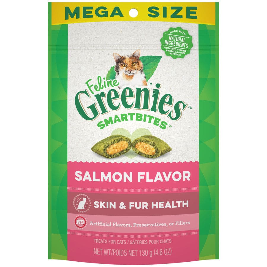 Greenies FELINE SMARTBITES Healthy Skin and Fur Salmon Flavor Cat Treat 4.6 oz - Pet Supplies - Greenies