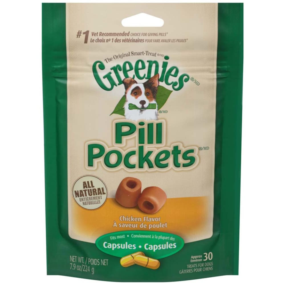 Greenies Pill Pockets Dog Treats Chicken Flavor Capsule 30 Count 7.9 oz - Pet Supplies - Greenies
