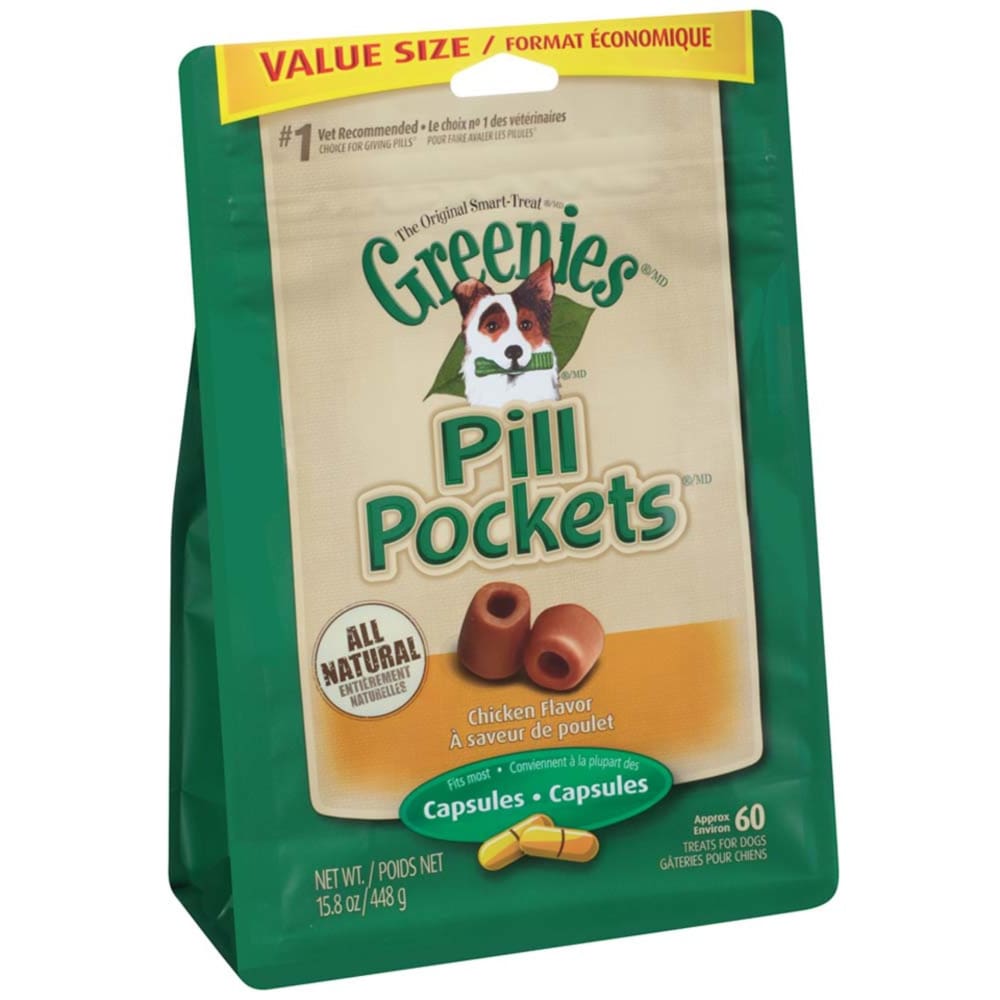 Greenies Pill Pockets Dog Treats Chicken Flavor Capsule 60 Count 15.8 oz - Pet Supplies - Greenies