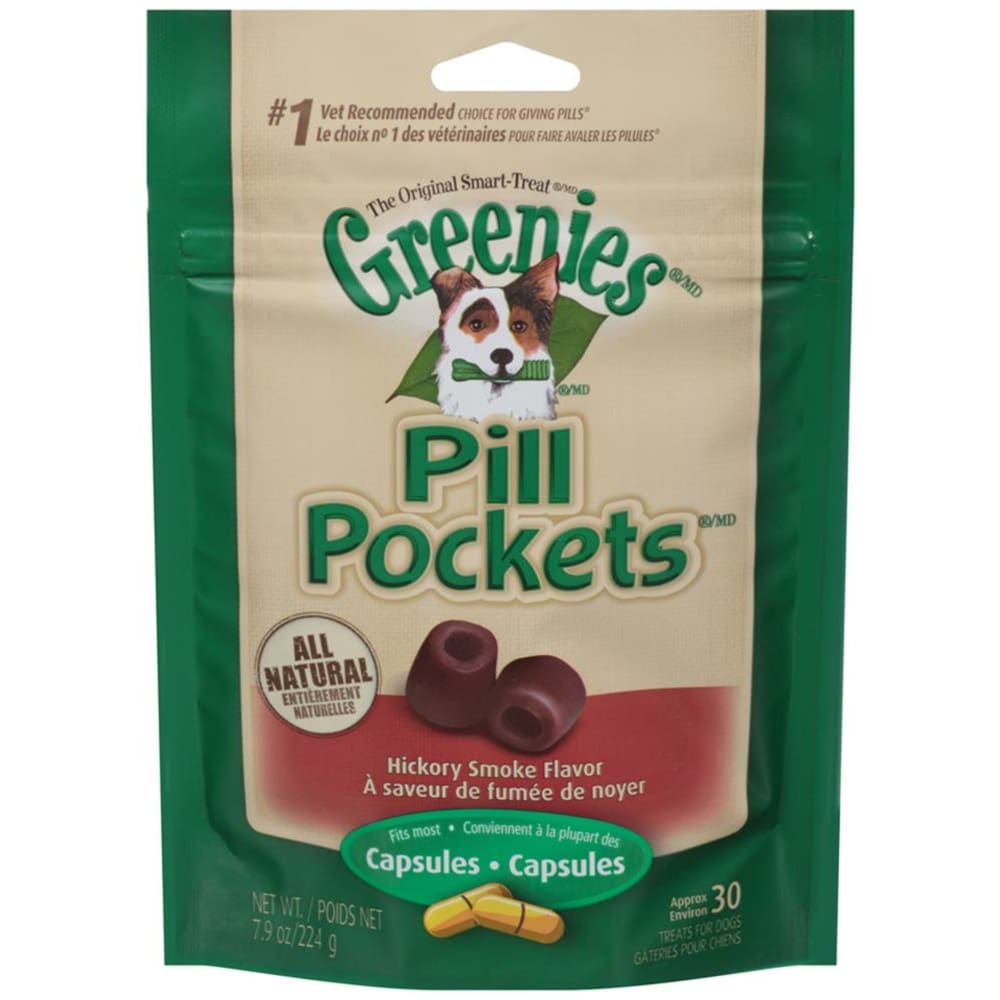Greenies Pill Pockets Dog Treats Hickory Smoke Capsule 30 Count 7.9 oz - Pet Supplies - Greenies