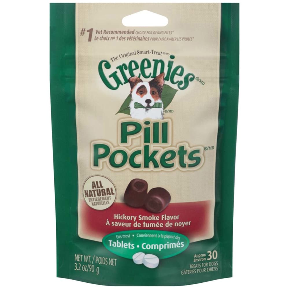 Greenies Pill Pockets Dog Treats Hickory Smoke Tablet 30 Count 3.2 oz - Pet Supplies - Greenies