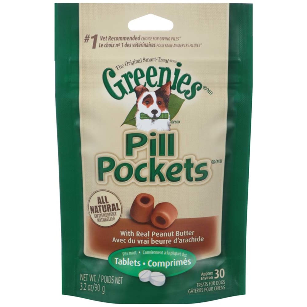 Greenies Pill Pockets Dog Treats Peanut Butter Tablet 30 Count 3.2 oz - Pet Supplies - Greenies
